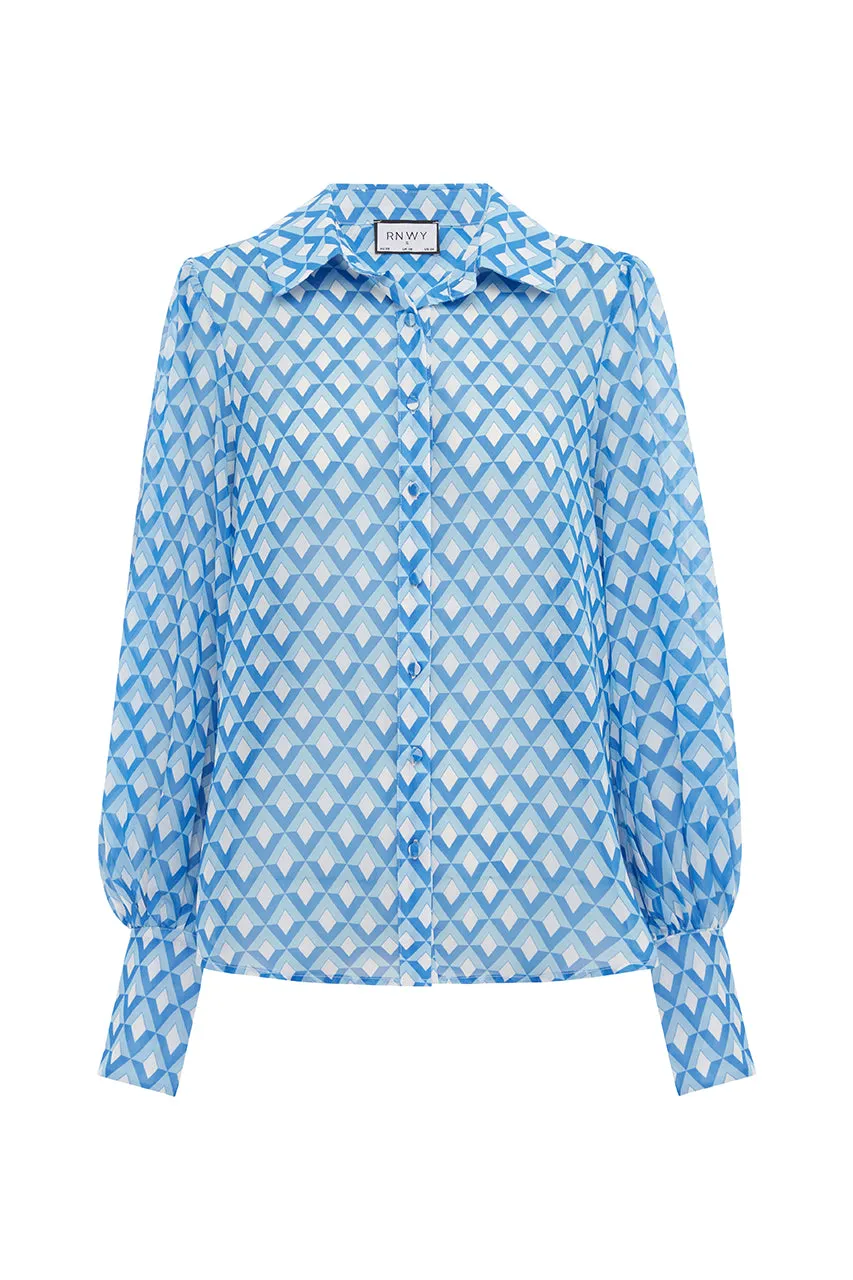 FLEETWOOD BLOUSE - BLUE GEO sold by Runaway The Label product image thumbnail 2