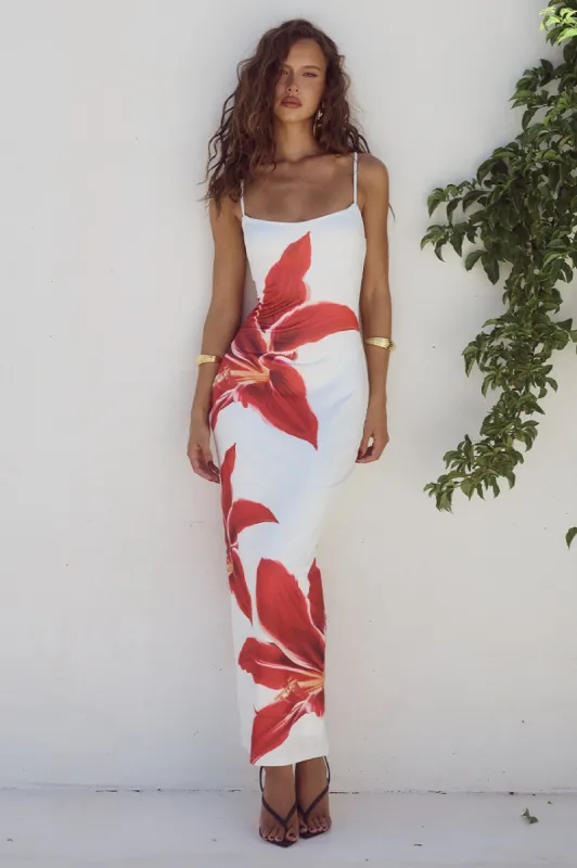 DEIA MIDI DRESS - CRIMSON LILY sold by Runaway The Label