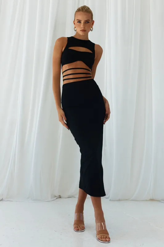 KATYA MIDI DRESS - BLACK sold by Runaway The Label