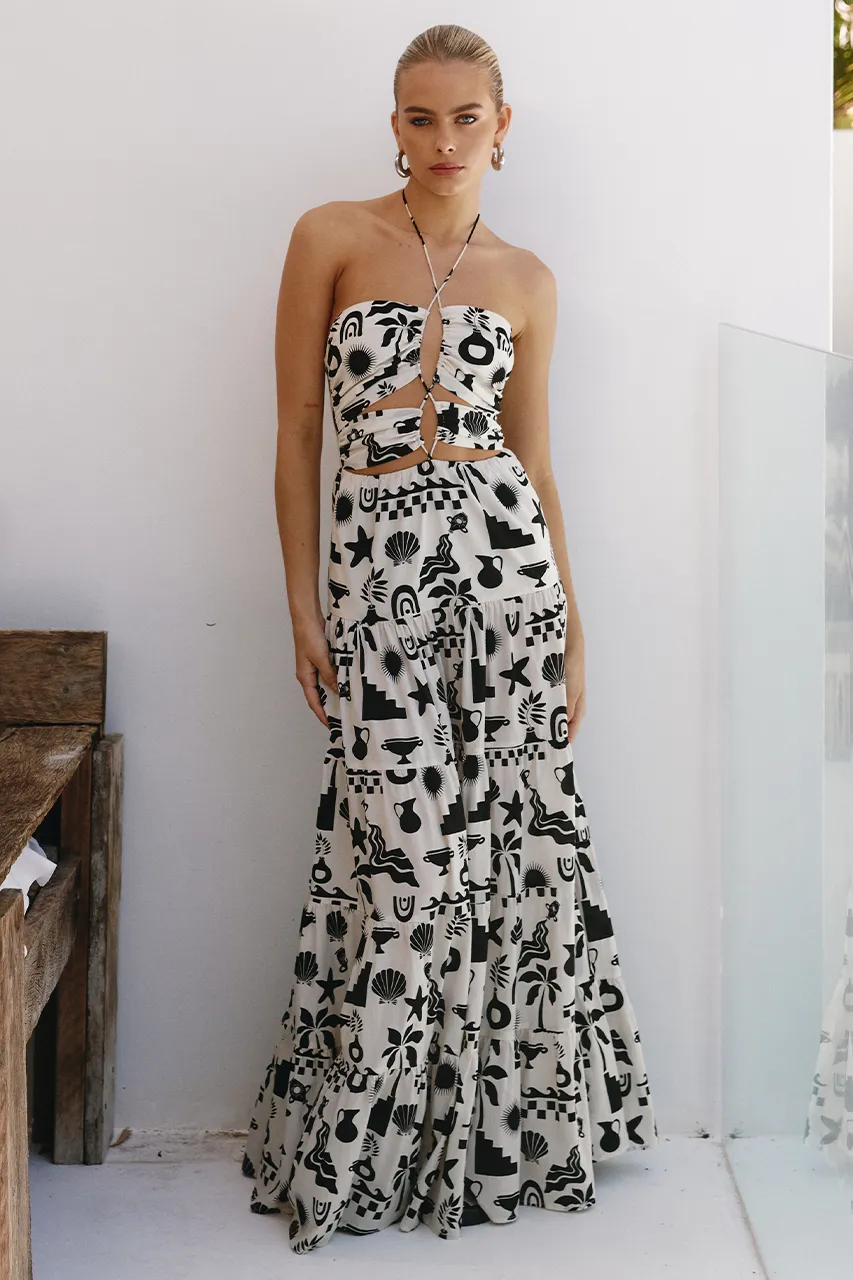 NAMMOS HALTER DRESS - SAND/BLACK sold by Runaway The Label