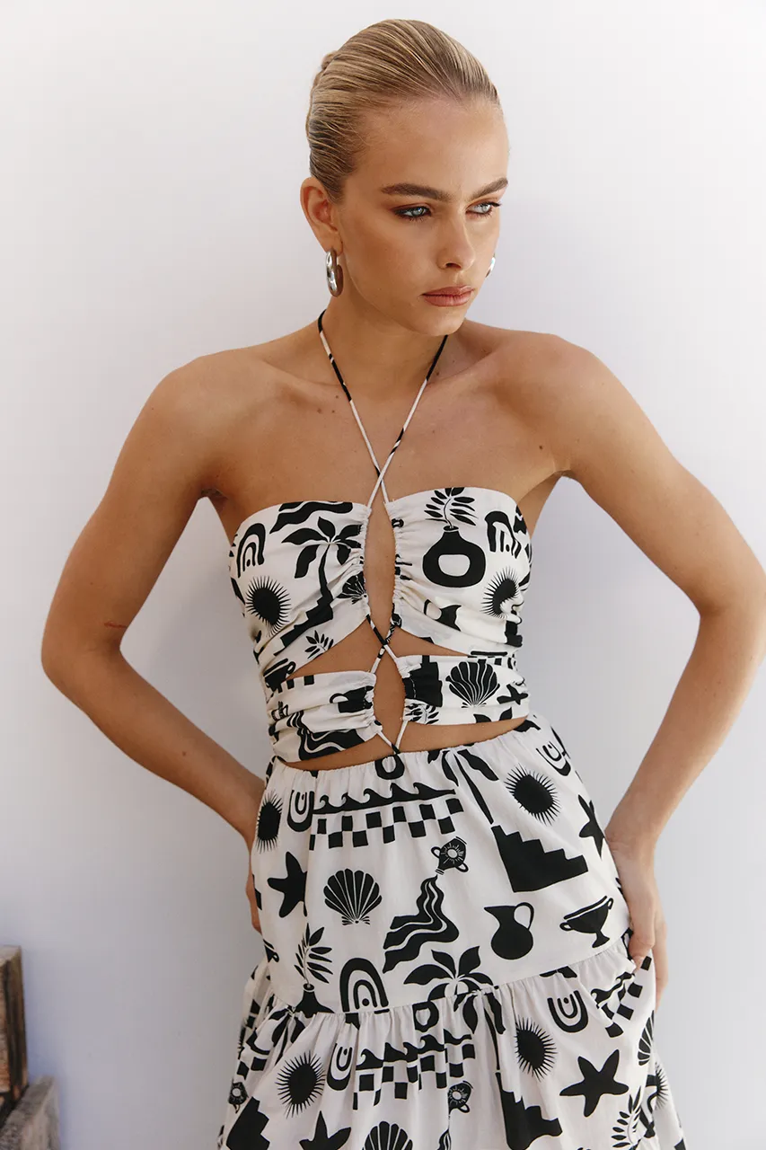 NAMMOS HALTER DRESS - SAND/BLACK sold by Runaway The Label product image thumbnail 3