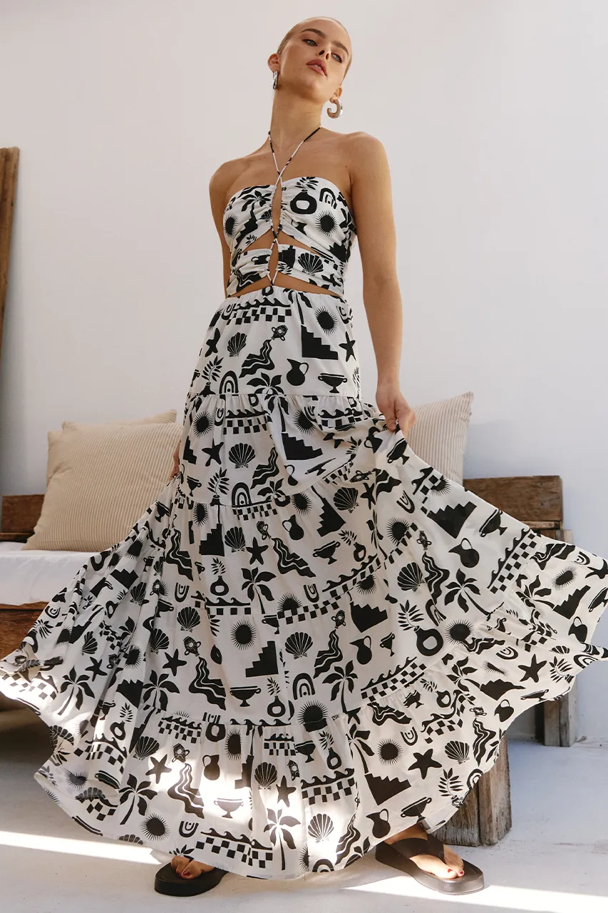 NAMMOS HALTER DRESS - SAND/BLACK sold by Runaway The Label product image thumbnail 4