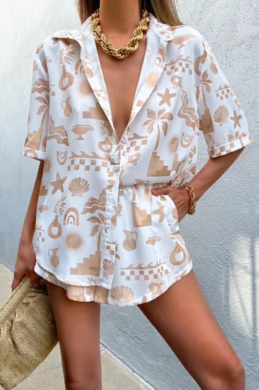 COVE SHIRT - WHITE/SAND sold by Runaway The Label