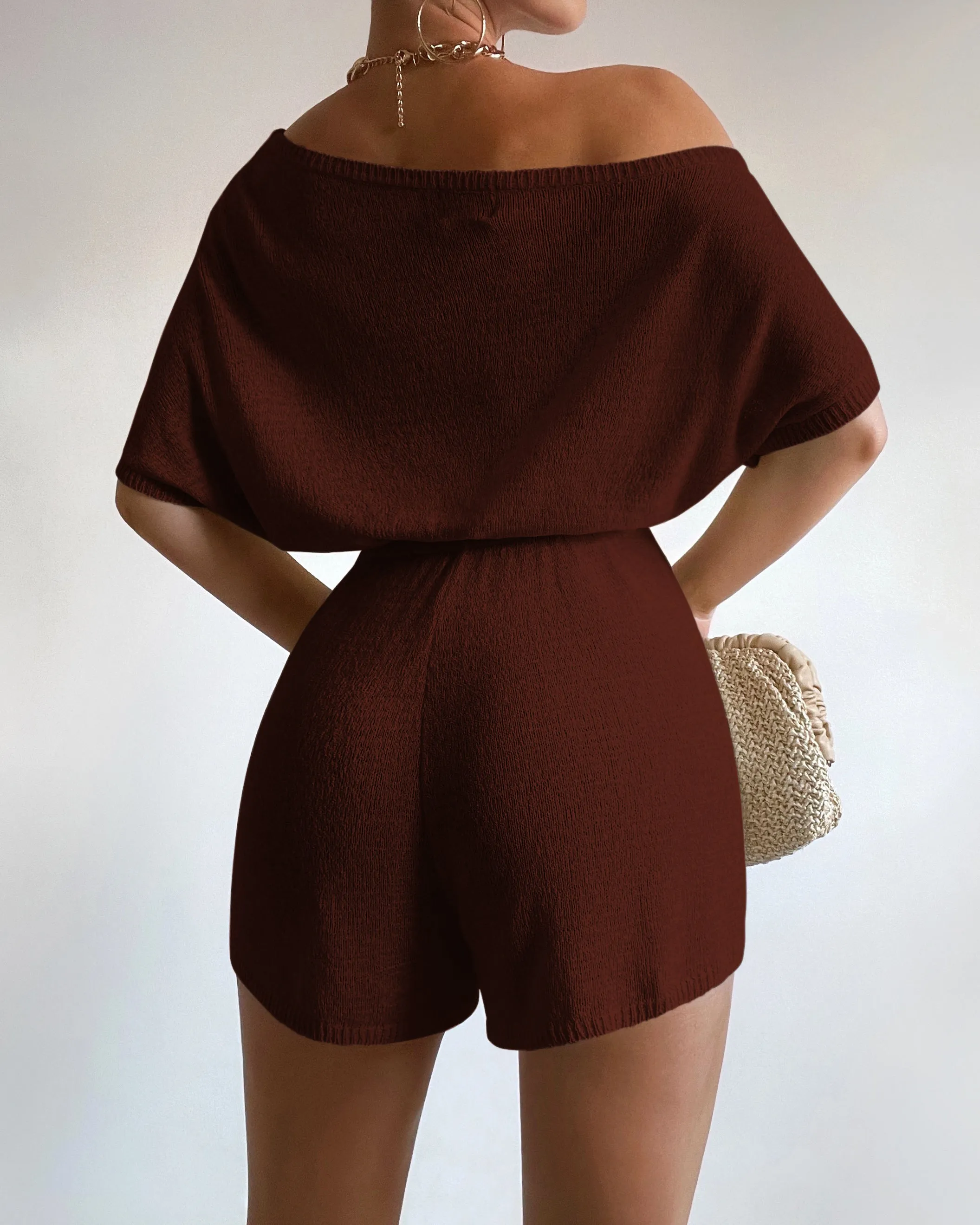 MIAMI KNIT PLAYSUIT - CHOCOLATE sold by Runaway The Label product image thumbnail 2
