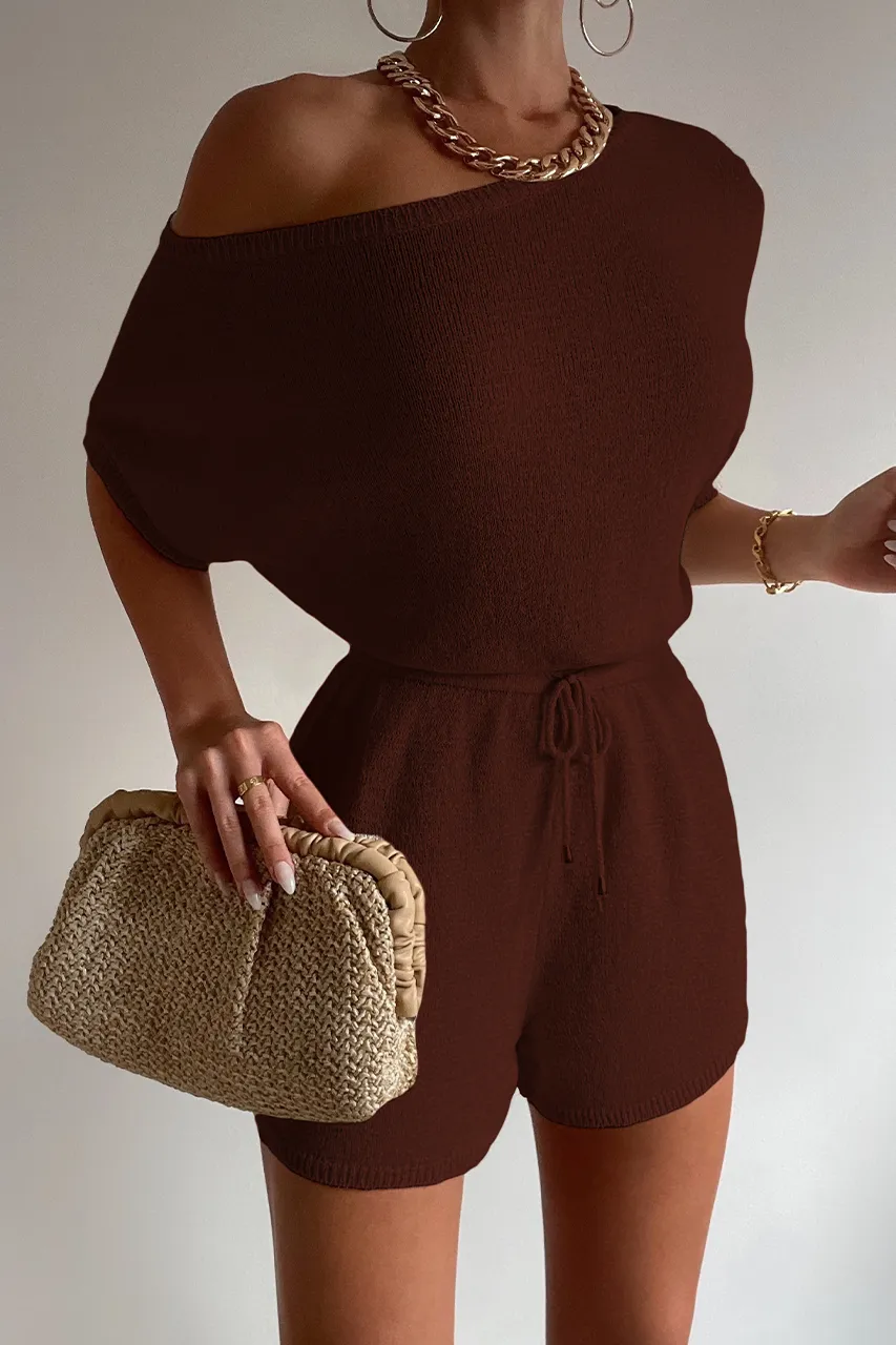 MIAMI KNIT PLAYSUIT - CHOCOLATE sold by Runaway The Label