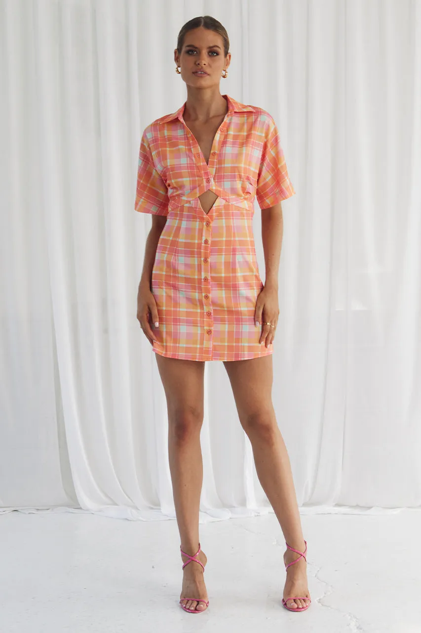 Avena Mini Dress - Orange Check sold by Runaway The Label product image thumbnail 2