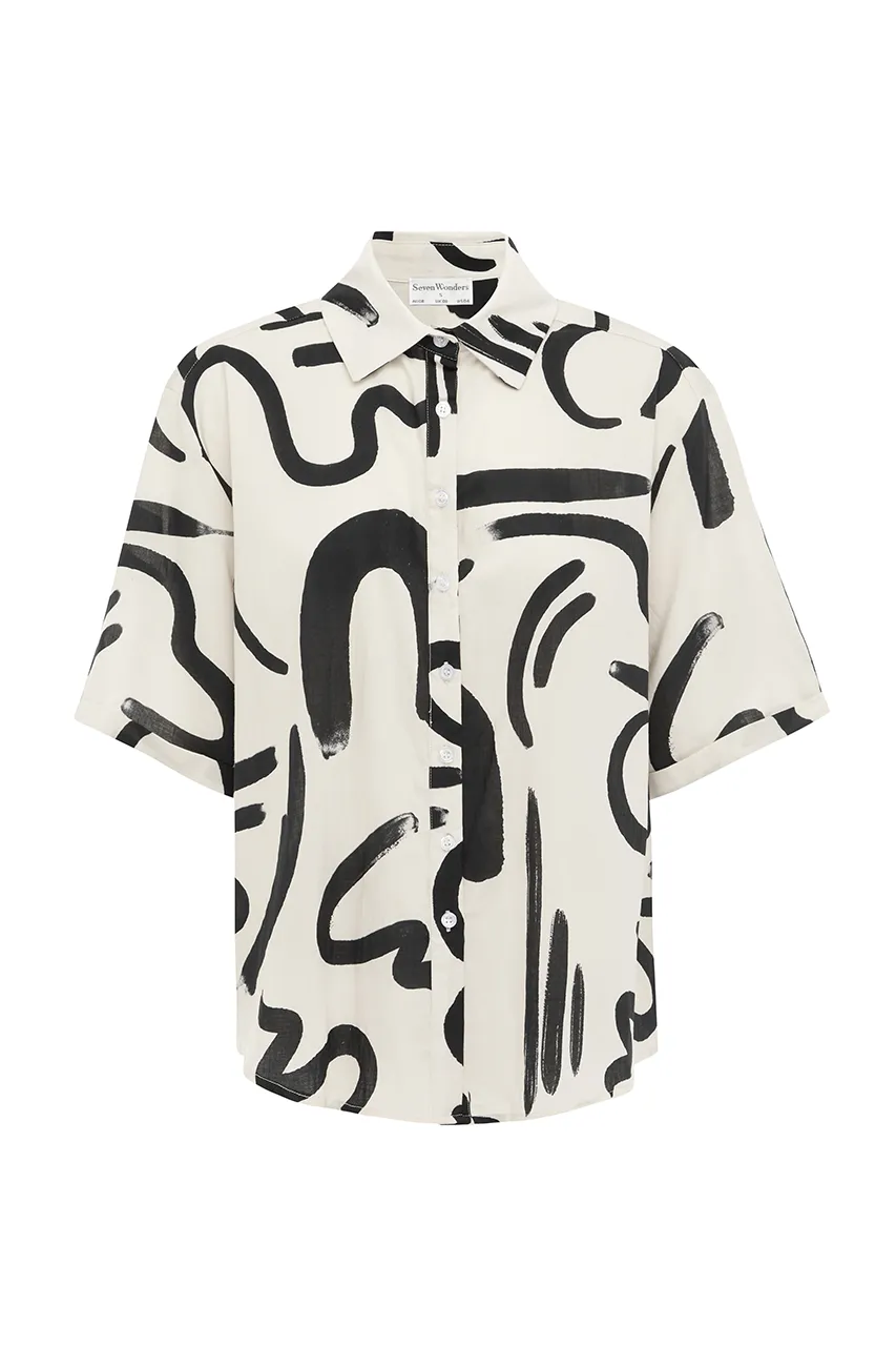 YORK COTTON SHIRT - SAND/BLACK sold by Runaway The Label product image thumbnail 3