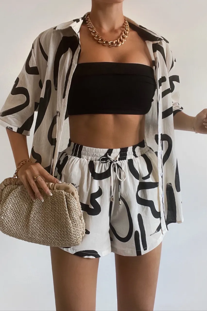 YORK COTTON SHIRT - SAND/BLACK sold by Runaway The Label