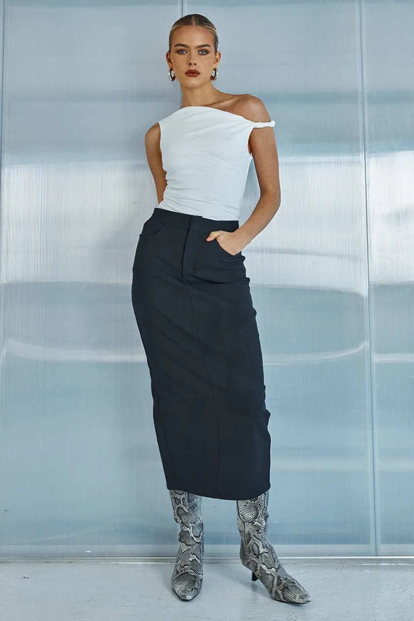 YAZMIN MIDI SKIRT - BLACK sold by Runaway The Label
