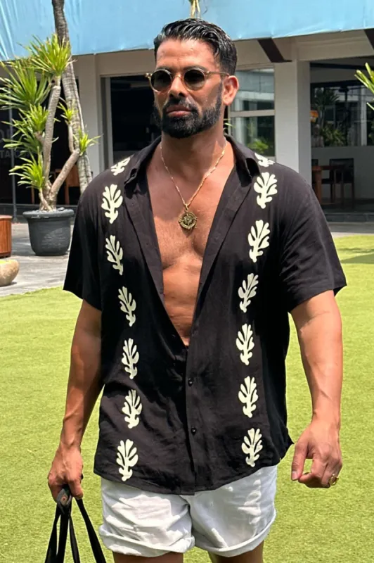 MILOS SHIRT - BLACK/SAND sold by Runaway The Label