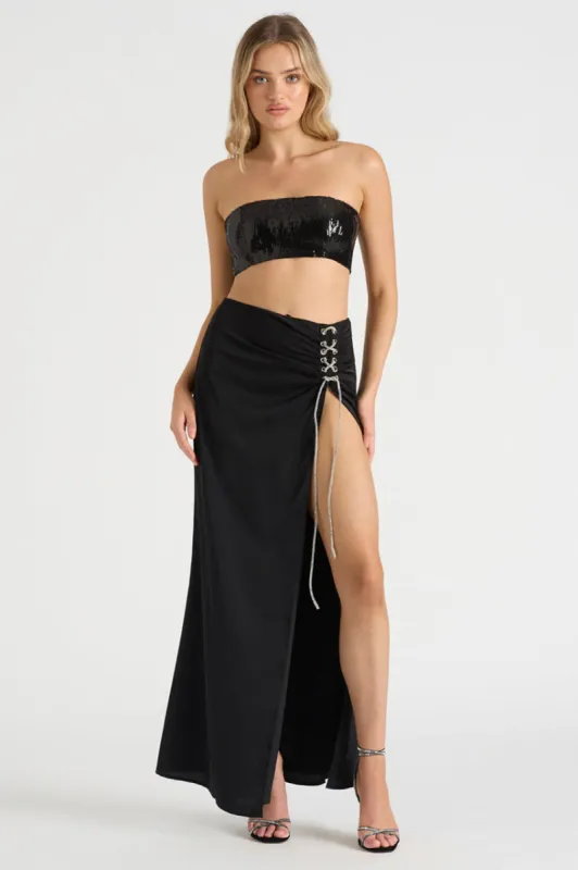 THE DRAPED SKIRT - BLACK sold by Runaway The Label
