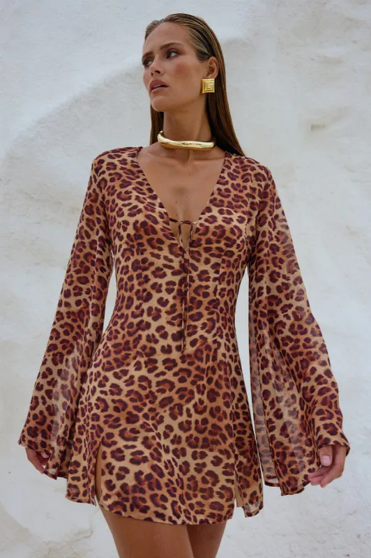 ANURA MINI DRESS - LEOPARD PRINT sold by Runaway The Label
