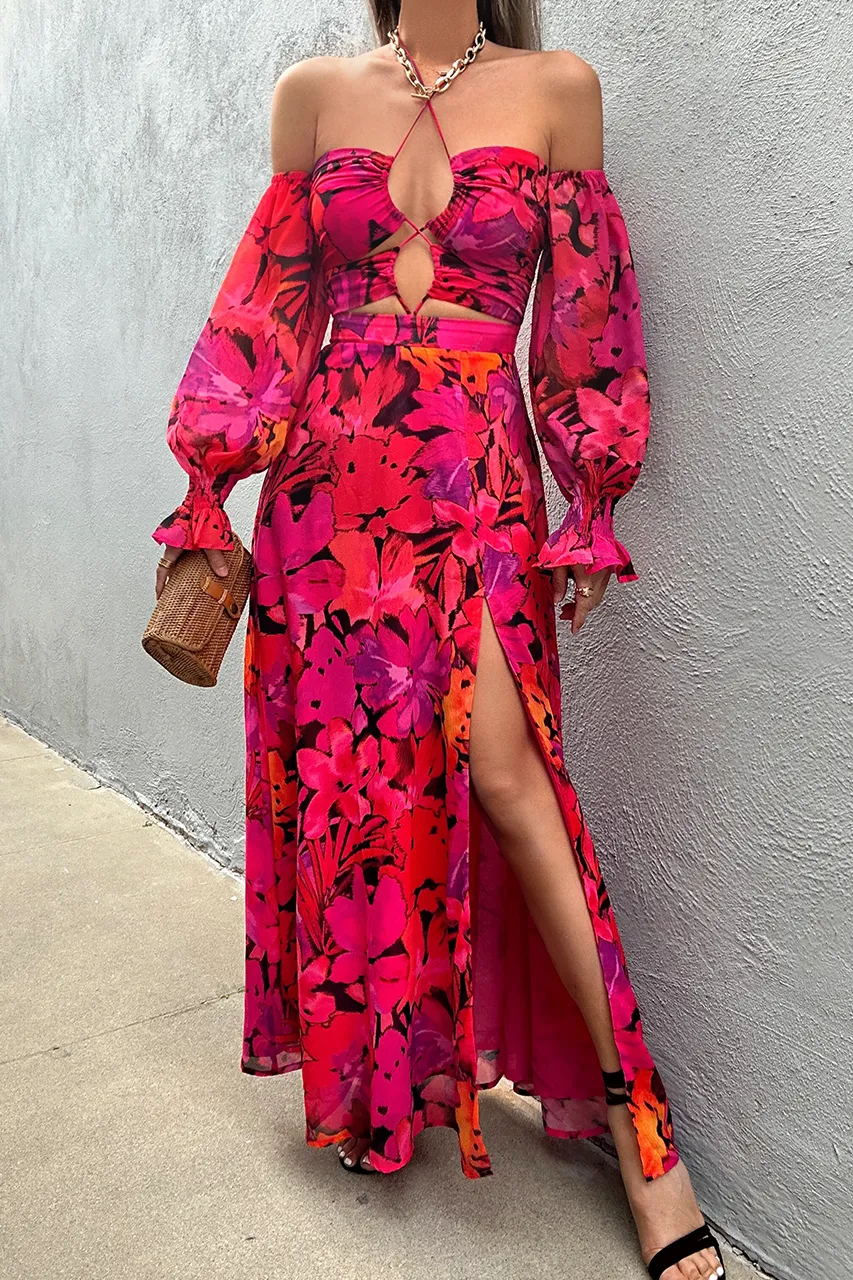 KARMA MAXI DRESS - ORANGE FLORAL sold by Runaway The Label