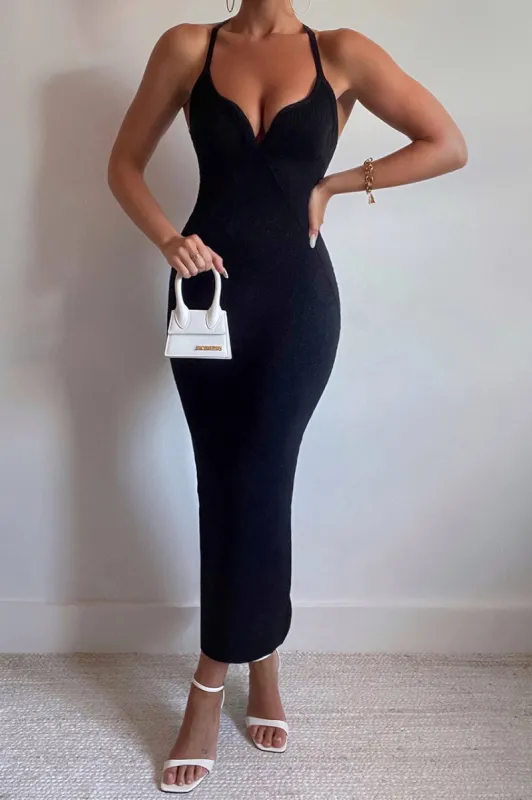 THE LUREX MIDI DRESS - BLACK sold by Runaway The Label