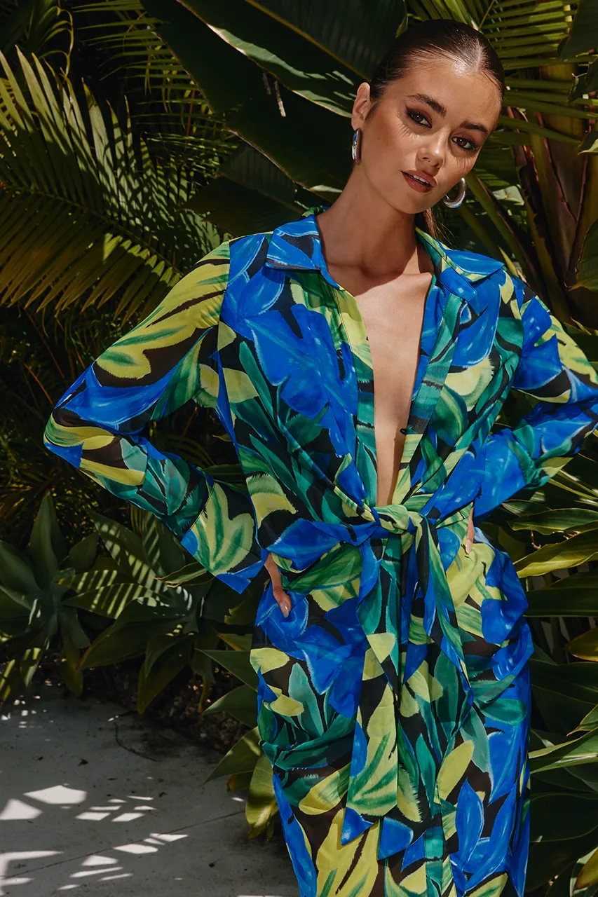 PARADISE SHIRT DRESS - BLUE FLORAL sold by Runaway The Label