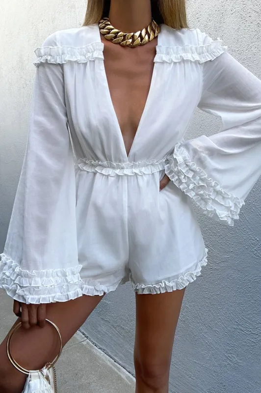Bettina Playsuit - White sold by Runaway The Label