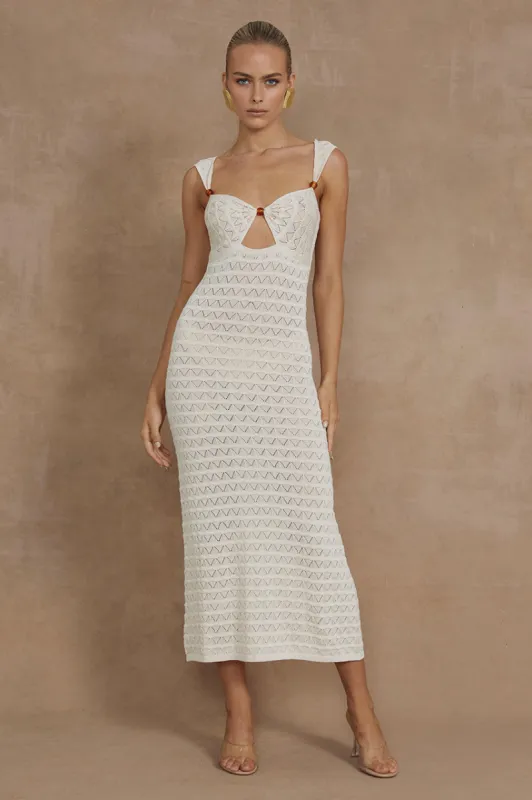 JUNO MIDI DRESS - IVORY sold by Runaway The Label