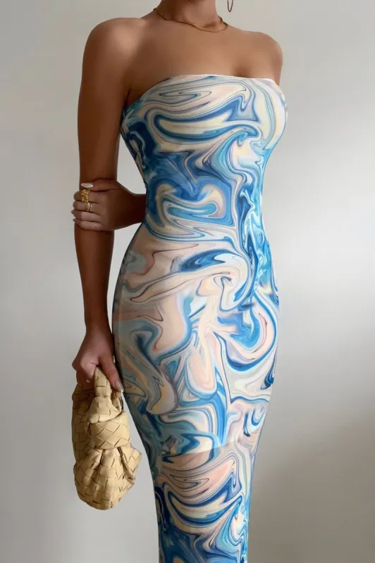 Etoile Strapless Mesh Dress - Blue sold by Runaway The Label