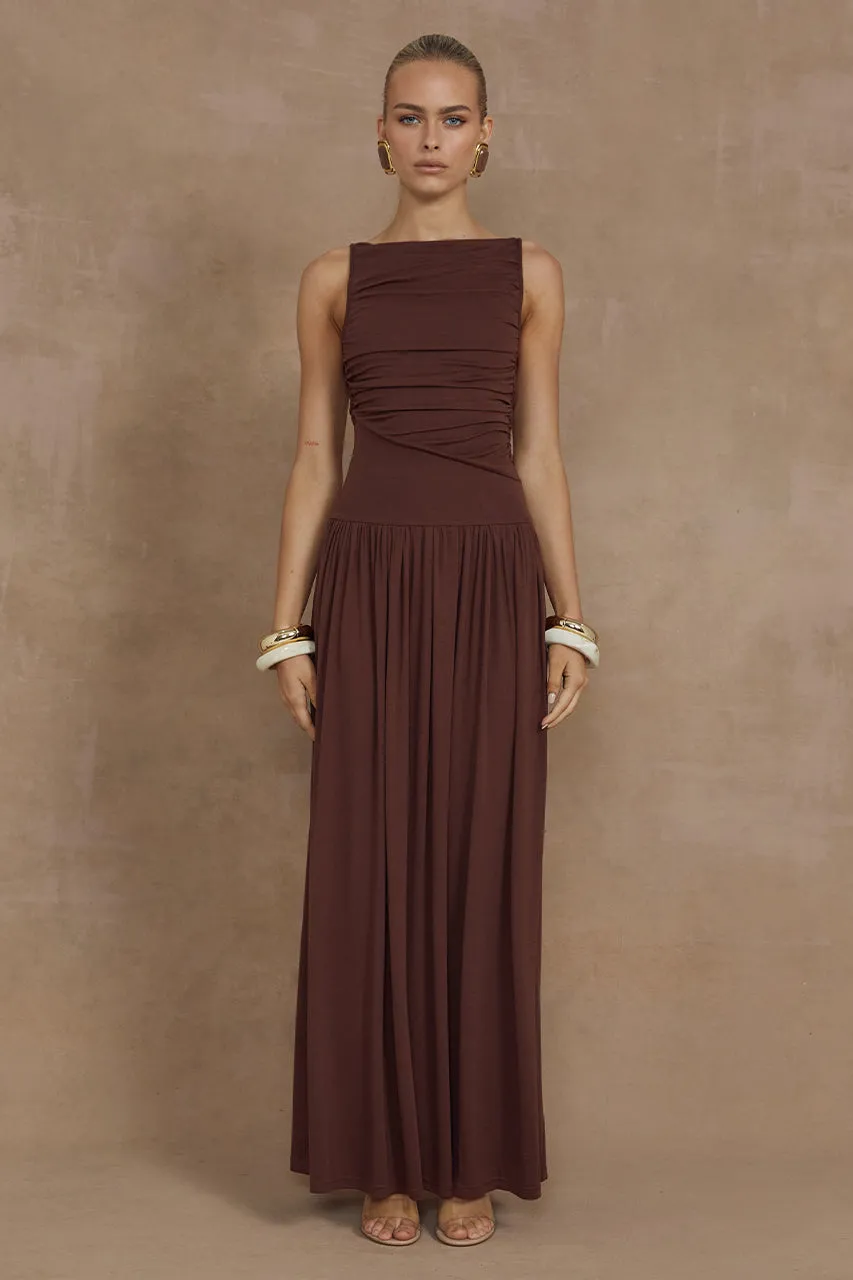 NALLA MAXI DRESS - BROWN sold by Runaway The Label