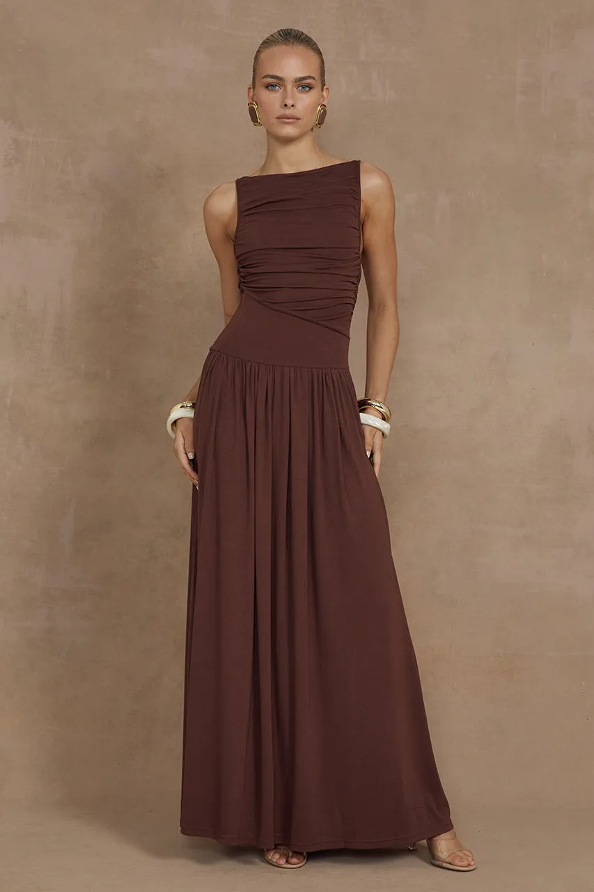 NALLA MAXI DRESS - BROWN sold by Runaway The Label product image thumbnail 5