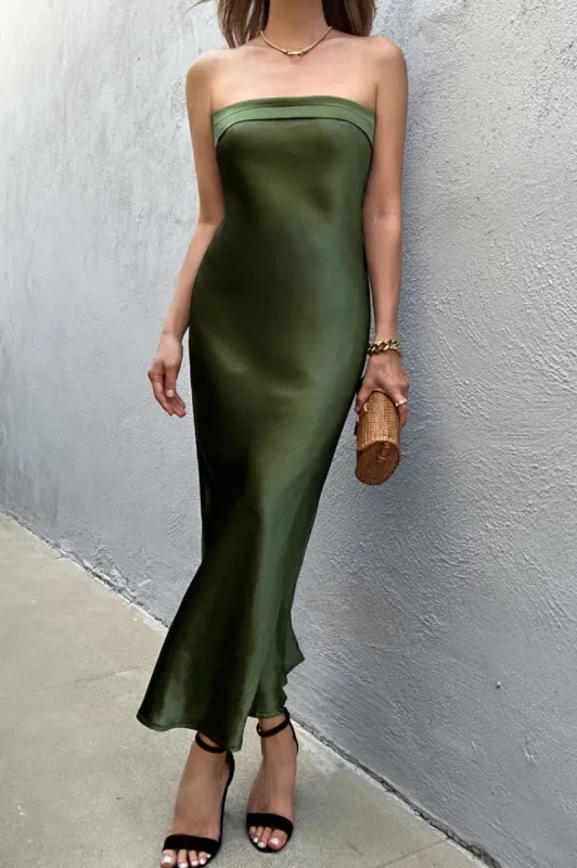 LEILA SLIP DRESS - KHAKI sold by Runaway The Label