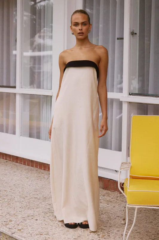 LYDIA MAXI DRESS - SAND/BLACK sold by Runaway The Label