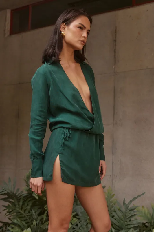 ARADIA MINI DRESS - EMERALD GREEN sold by Runaway The Label