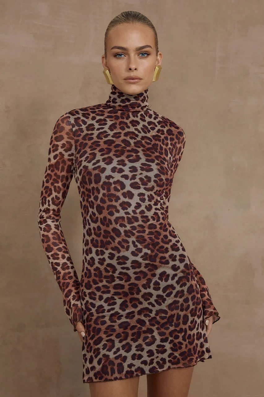 JORDI MINI DRESS - LEOPARD PRINT sold by Runaway The Label