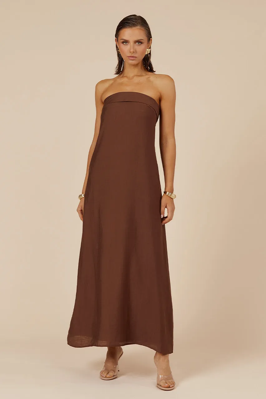 SAPHIRA MAXI DRESS - CHOCOLATE sold by Runaway The Label