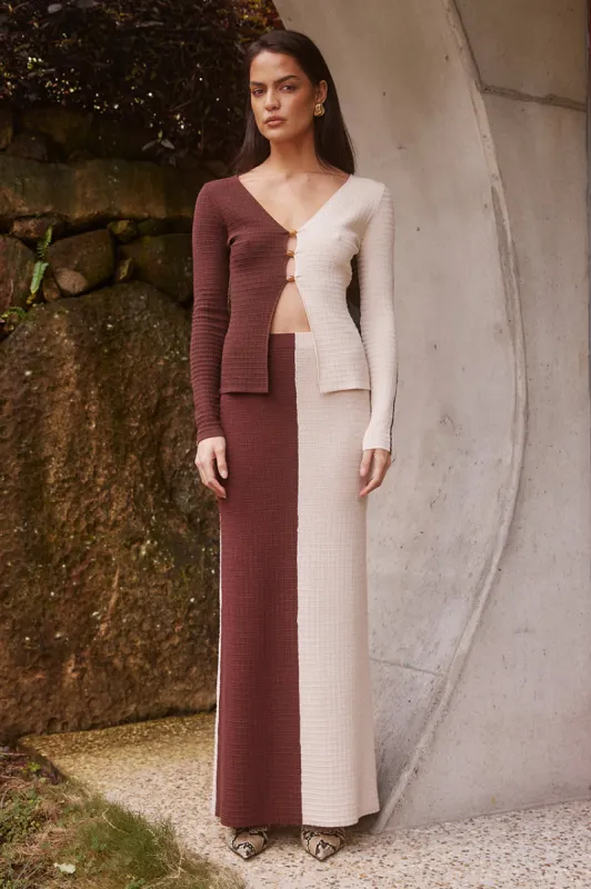 ELITA MAXI SKIRT - CHOCOLATE/CREAM sold by Runaway The Label