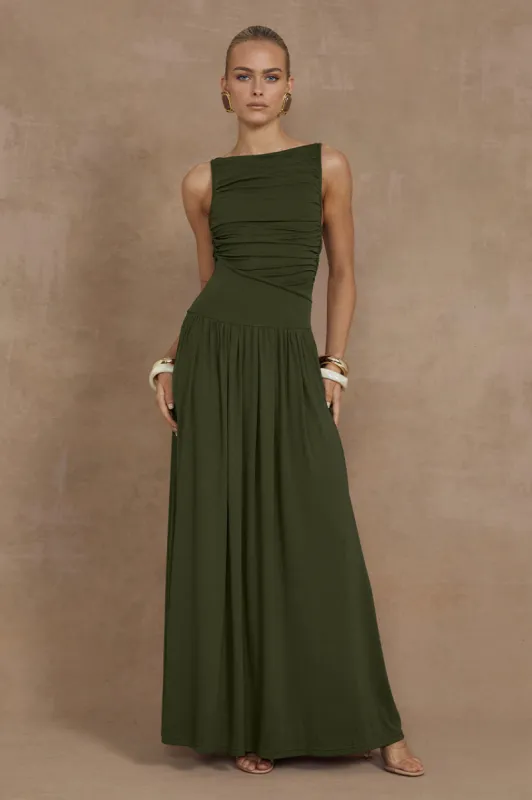 NALLA MAXI DRESS - OLIVE sold by Runaway The Label