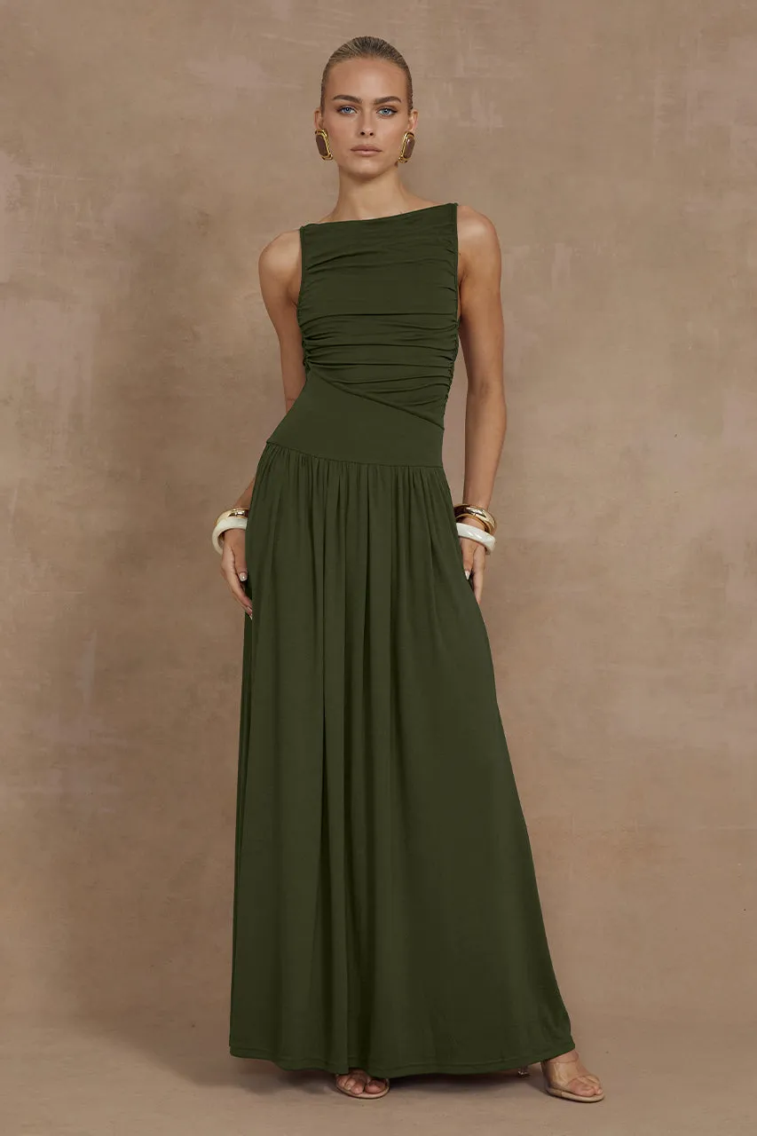 NALLA MAXI DRESS - OLIVE sold by Runaway The Label