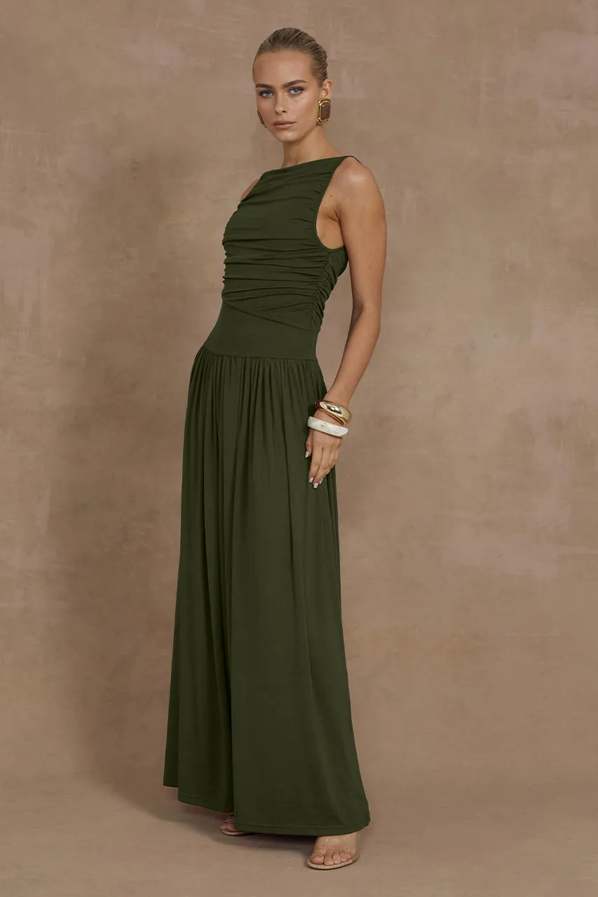 NALLA MAXI DRESS - OLIVE sold by Runaway The Label product image thumbnail 3