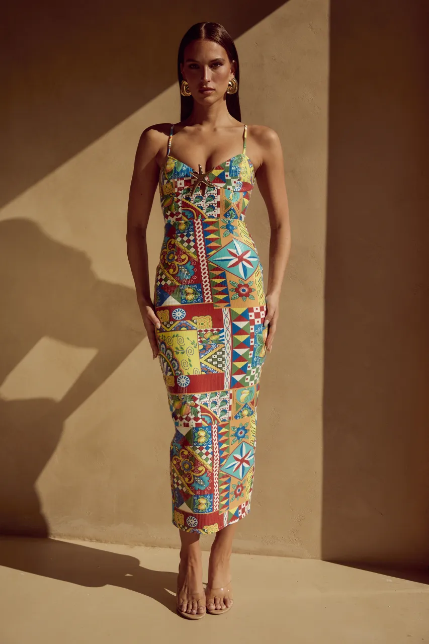BENITO MIDI DRESS - PHAEDRA PRINT sold by Runaway The Label