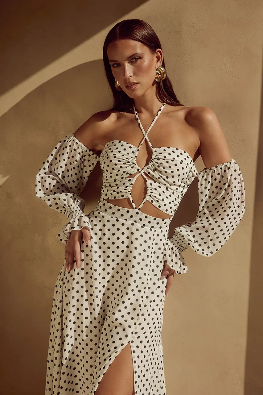 KARMA MAXI DRESS - WHITE POLKA sold by Runaway The Label product image thumbnail 3