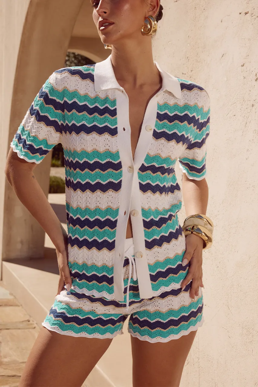 HUBERT TOP - BLUE MULTI sold by Runaway The Label