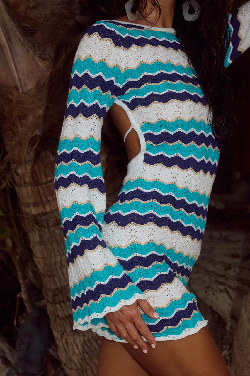 HUBERT MINI DRESS - BLUE MULTI sold by Runaway The Label product image thumbnail 4