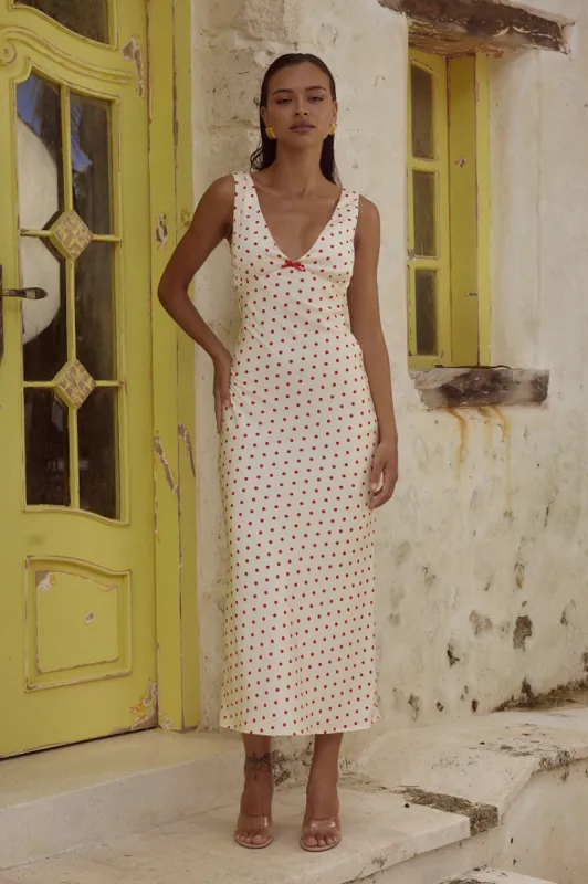 LIVI MIDI DRESS - WHITE/RED sold by Runaway The Label