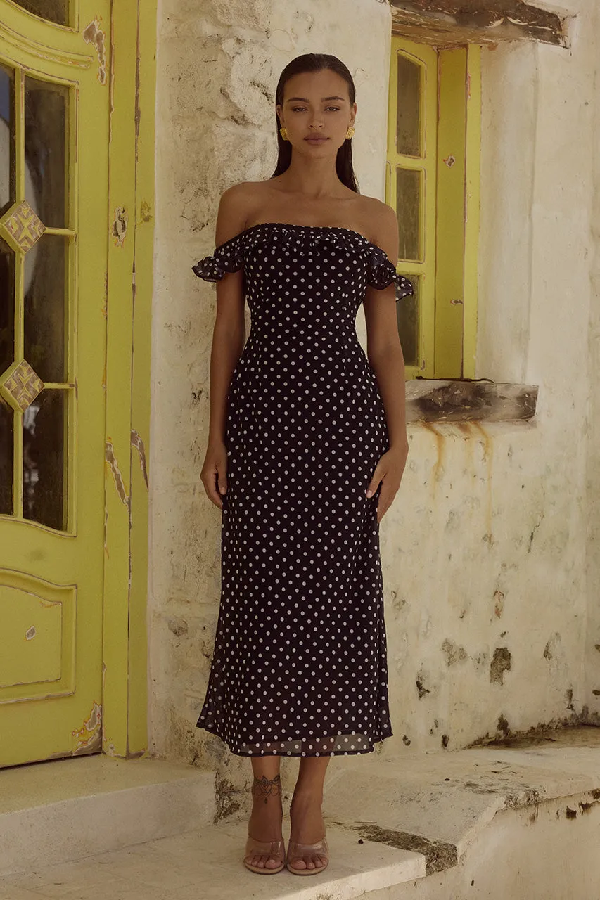 LAYANA MIDI DRESS - BLACK/WHITE sold by Runaway The Label