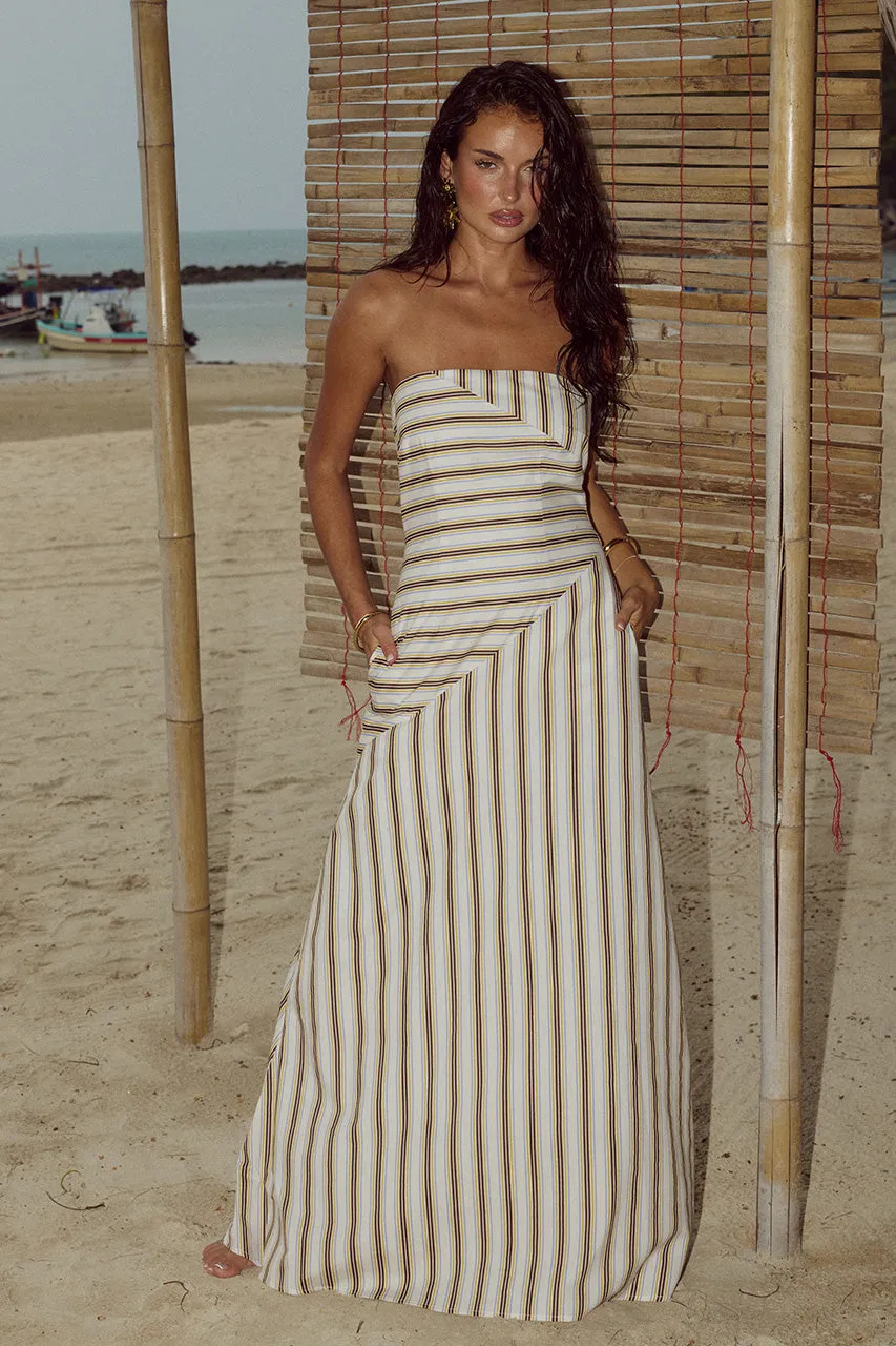 MALIAH MAXI DRESS - VORY STRIPE sold by Runaway The Label product image thumbnail 5