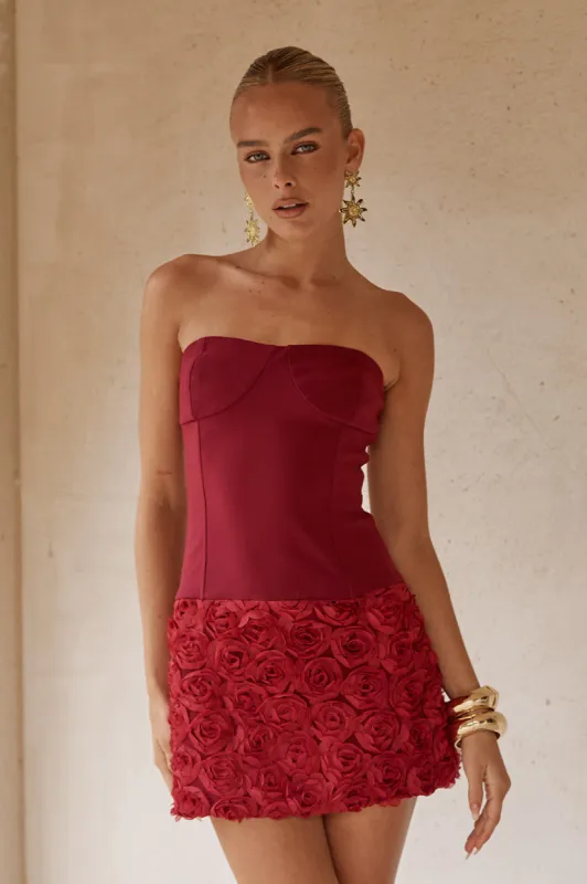 RIANA MINI DRESS - CHERRY sold by Runaway The Label