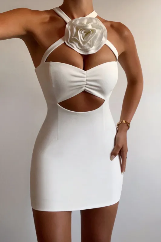 THE FLOWER MINI DRESS - WHITE sold by Runaway The Label