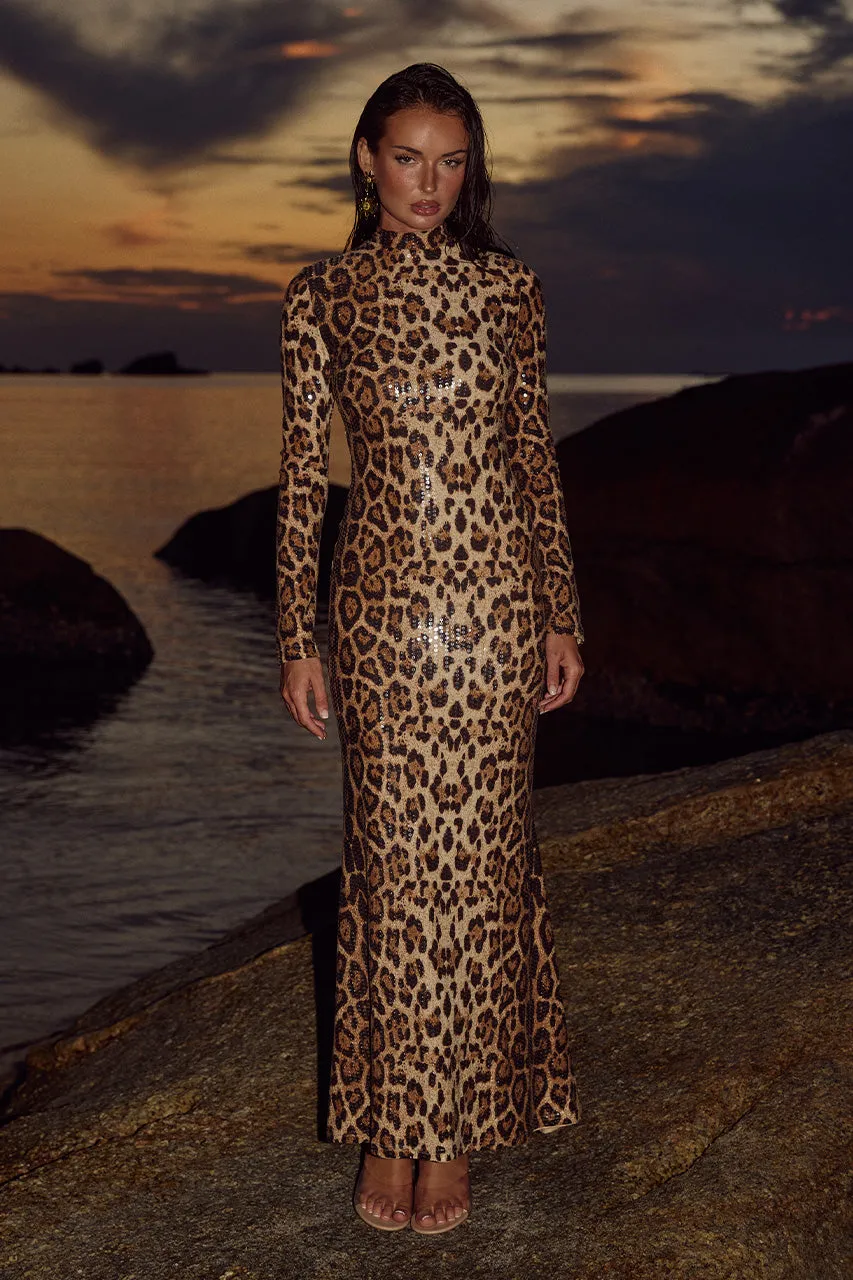 SAYLOR MAXI DRESS - LEOPARD sold by Runaway The Label