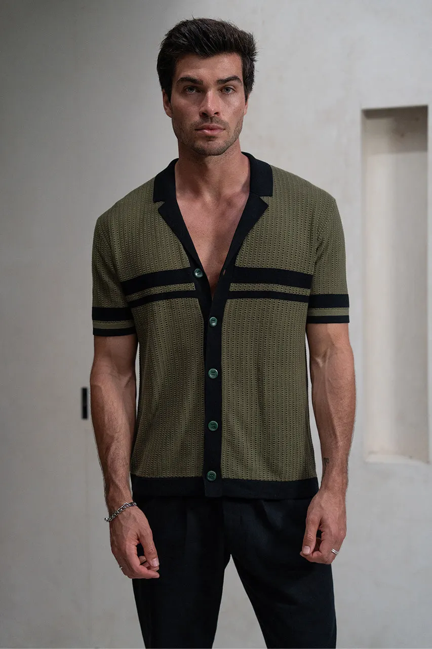 OWEN SHIRT - KHAKI/BLACK sold by Runaway The Label