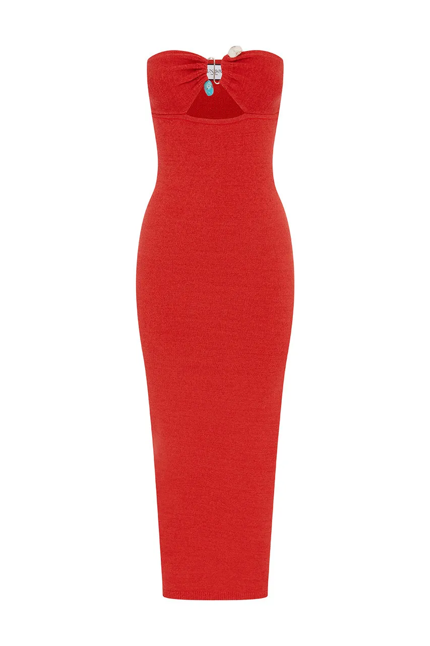 LUNA MIDI DRESS - RED sold by Runaway The Label