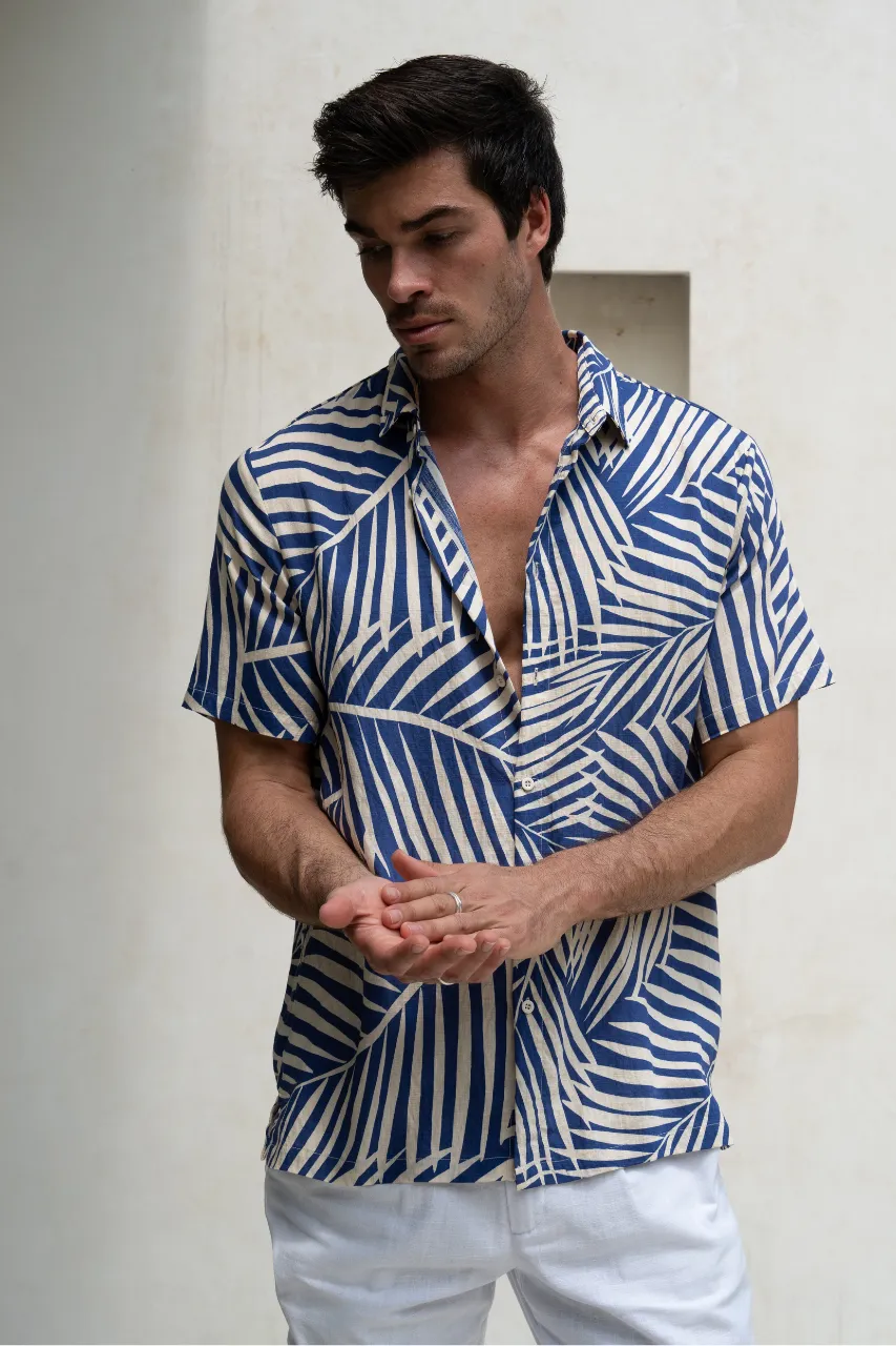 CHASE SHIRT - BLUE PALM sold by Runaway The Label