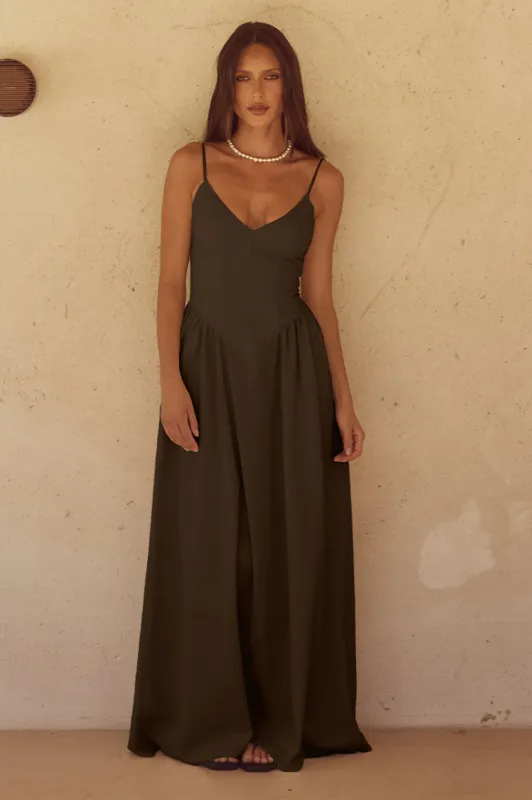 ZEPHY MAXI DRESS - CHOCOLATE sold by Runaway The Label