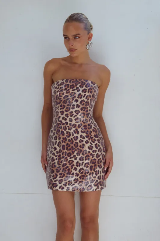 IBIZA MINI DRESS - LEOPARD PRINT sold by Runaway The Label