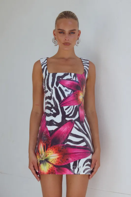 ALESSIA MINI DRESS - ZEBRA FLORAL sold by Runaway The Label