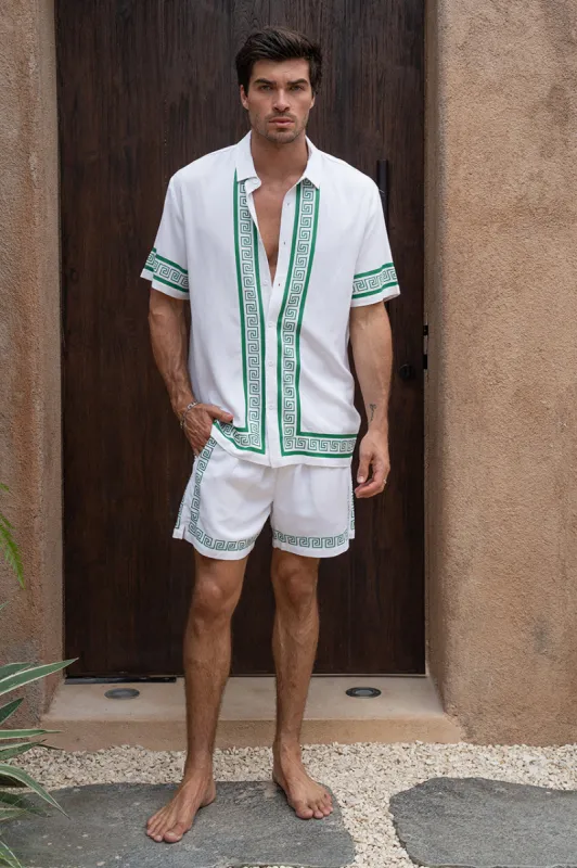 JACOB SHIRT - WHITE/GREEN sold by Runaway The Label